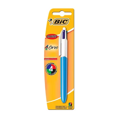 Caneta Bic 4 Cores Vermelho, Azul, Verde E Preto